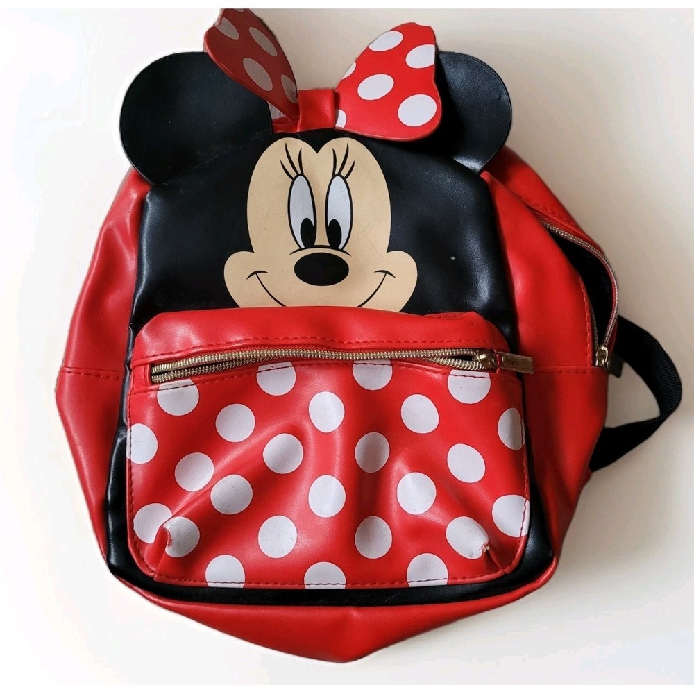 Disney Girl's 12-inch Minnie Mouse Big Face Backpack Small Sewing Repair.